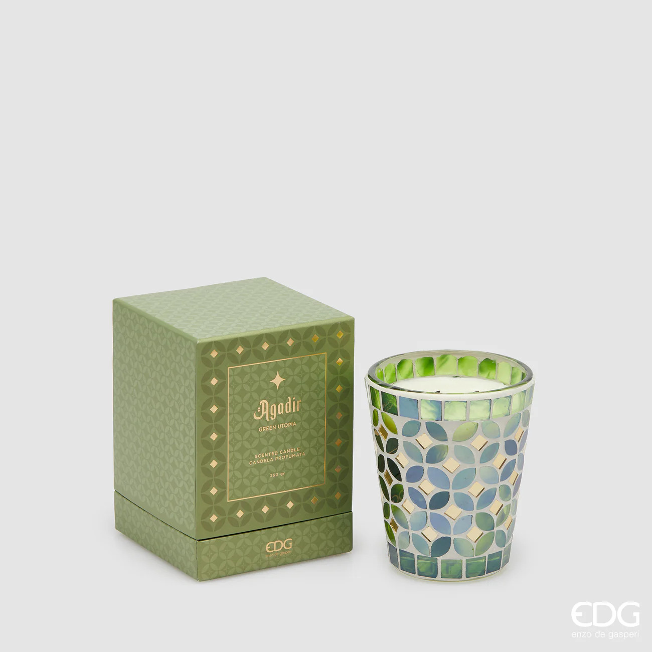 EDG Candela profumata 360gr H.12 D.10.5 Agadir GREEN UTOPIA