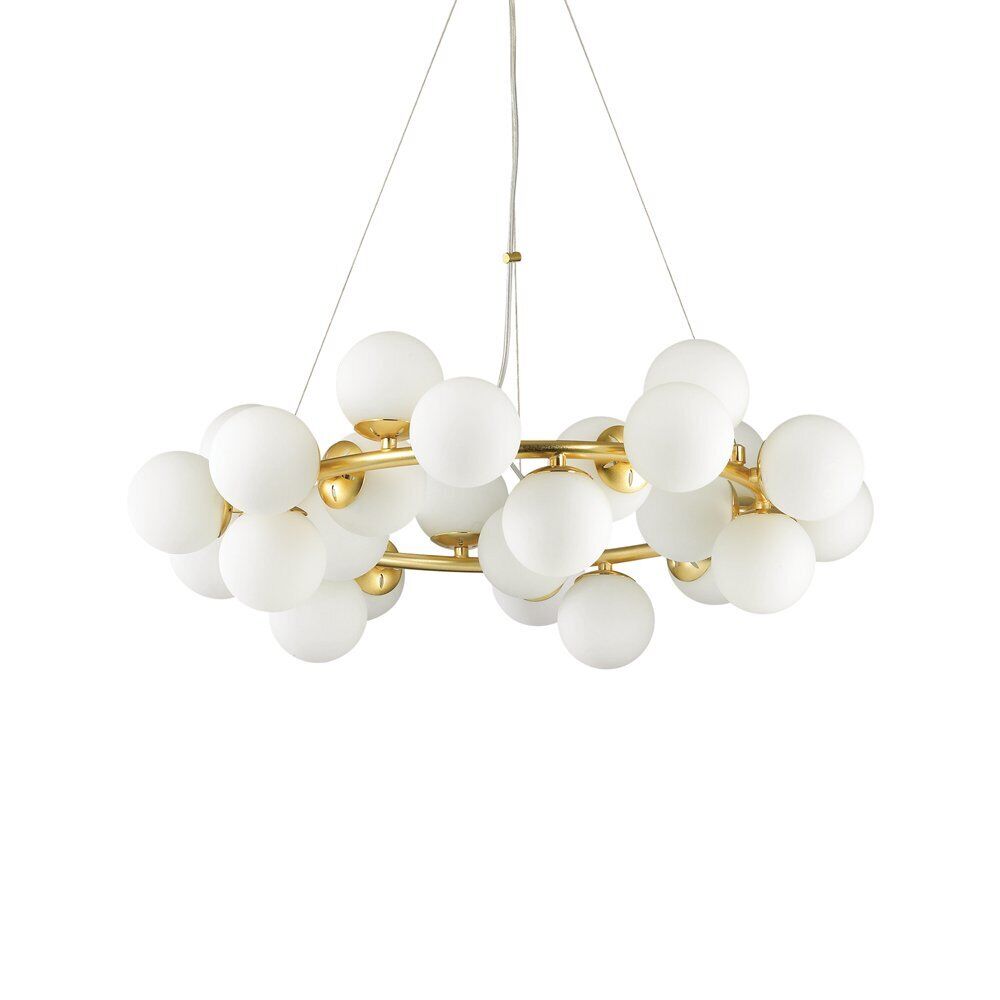 Sospensione Contemporanea Dna Metallo Bianco 25 Luci G9 3W 3000K Luce Calda