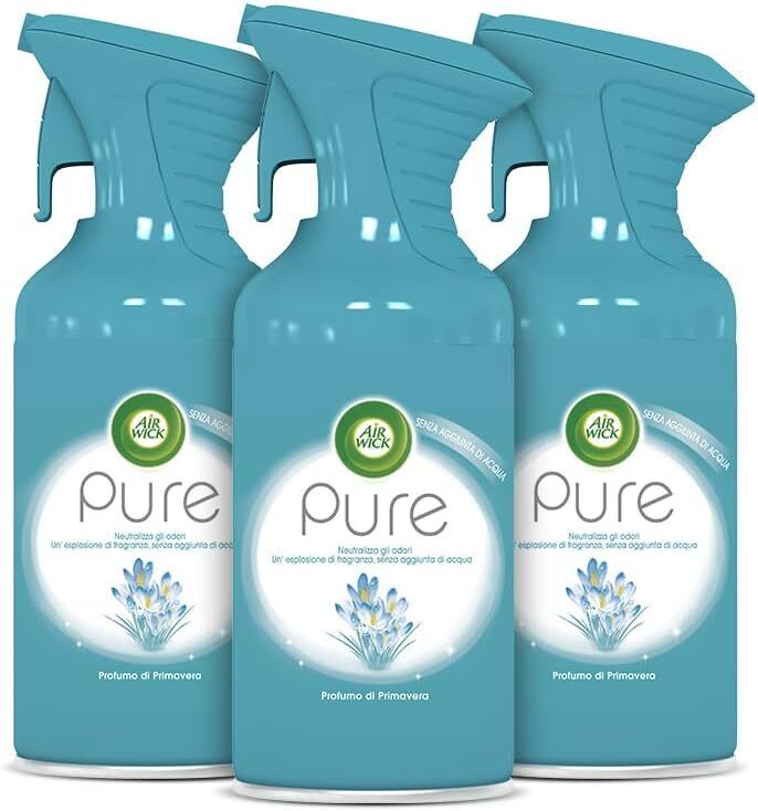 Airwick Spray Pure, 3 Confezioni di Deodorante per Ambienti Profumo di Primavera