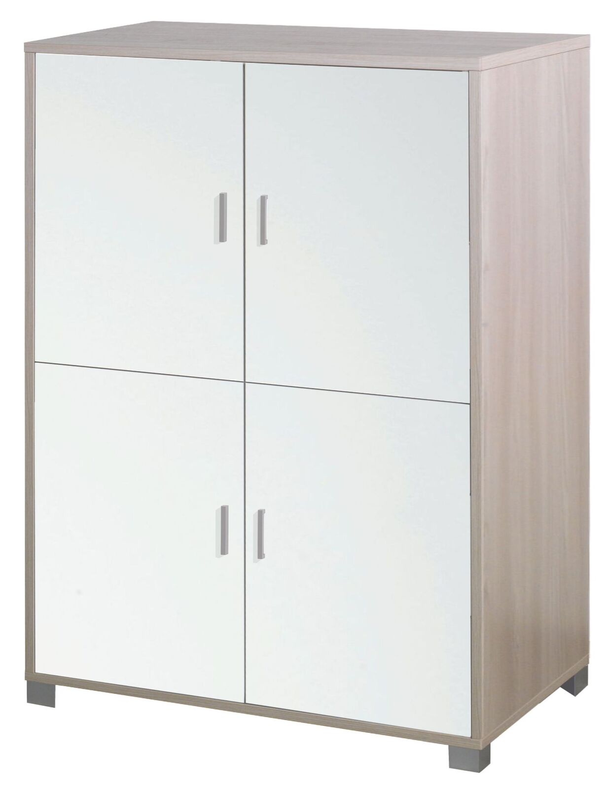 Mobile Armadio 4 ante H162 L107 P41 struttura Olmo Chiaro frontali Bianco Lucido