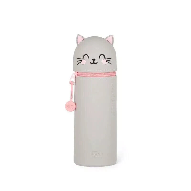 ASTUCCIO 2 IN 1 gatto 2024 KAWAII con zip GRIGIO legami IN SILICONE