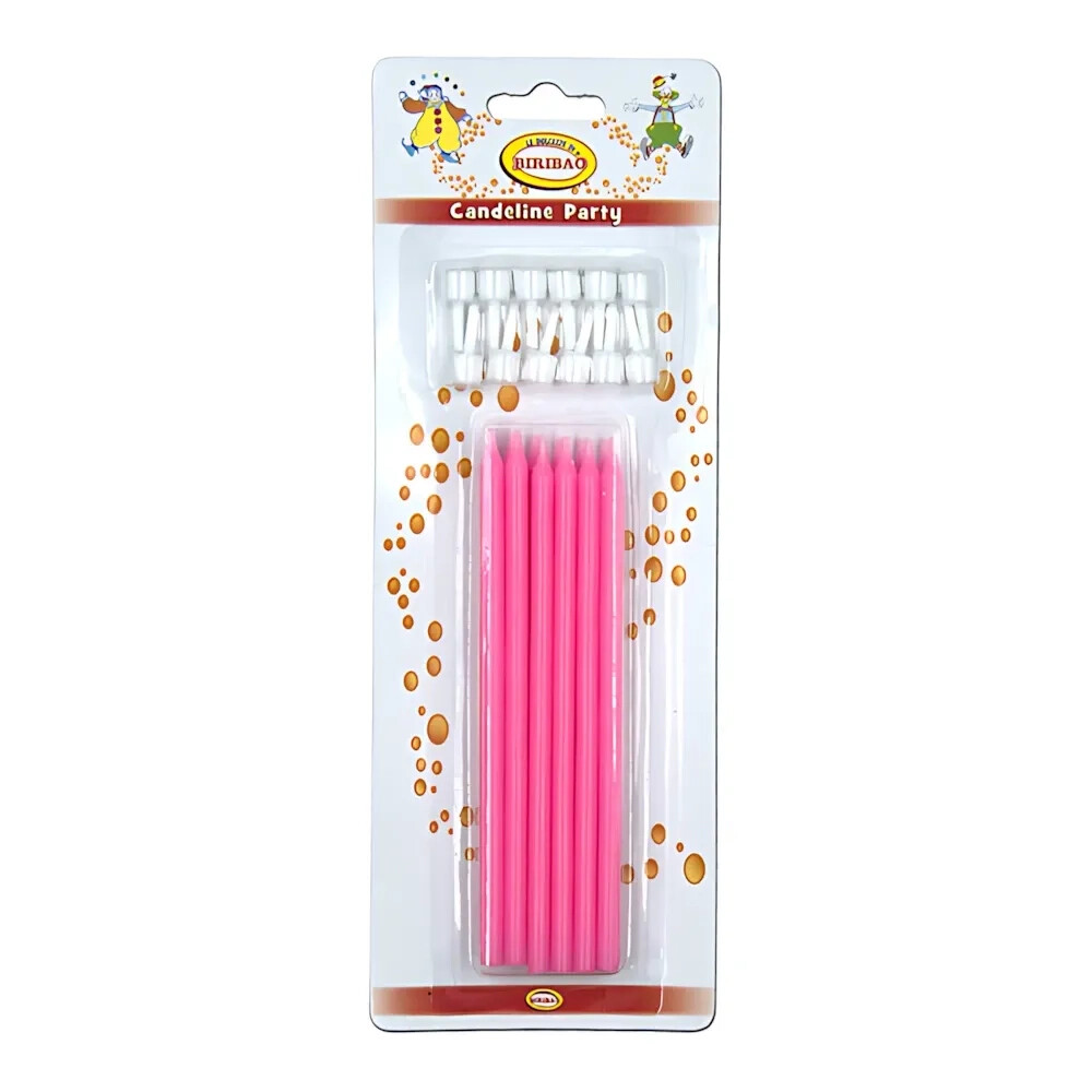 Candeline Ministelo sottili colore rosa, 12pz.