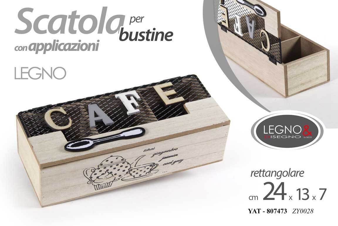 SCATOLA PORTA BUSTINE THE TE TISANE TEA CIALDE SCATOLINA COFANETTO CAFE 24*13*7