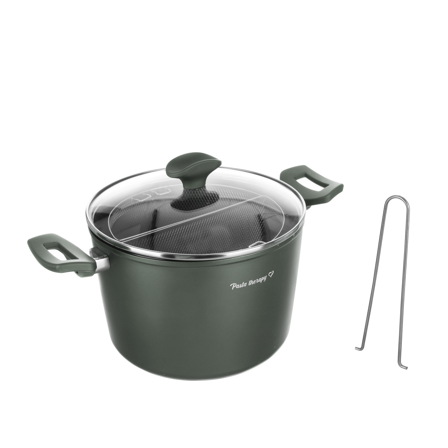 Pentola pasta 22 cm verde con 2 cestelli e coperchio verde