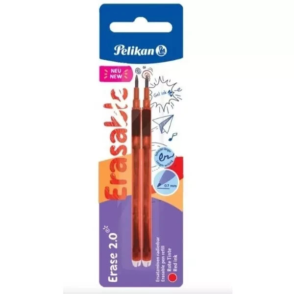Pelikan Blister 2 pz.- Refill x Cancellabile Gel Rosso  0,7 mm- Ultrascorrevole