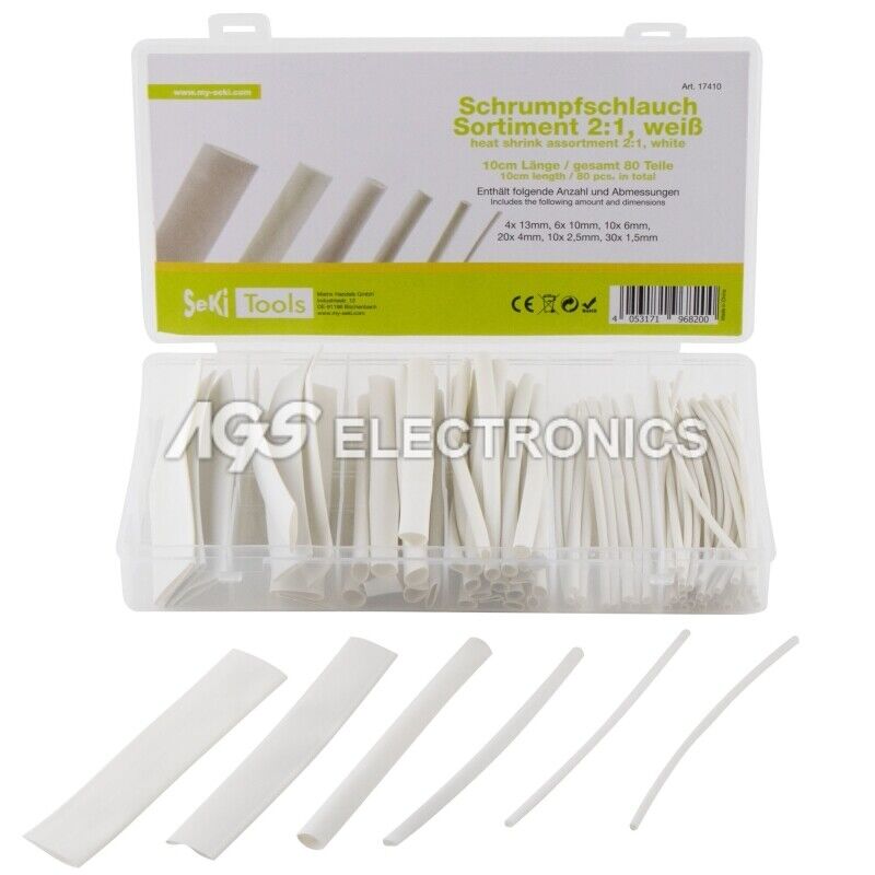 ASSORTIMENTO TUBI TERMORESTRINGENTI 10cm BIANCO - HEAT SHRINK TUBE ASSORTMENT
