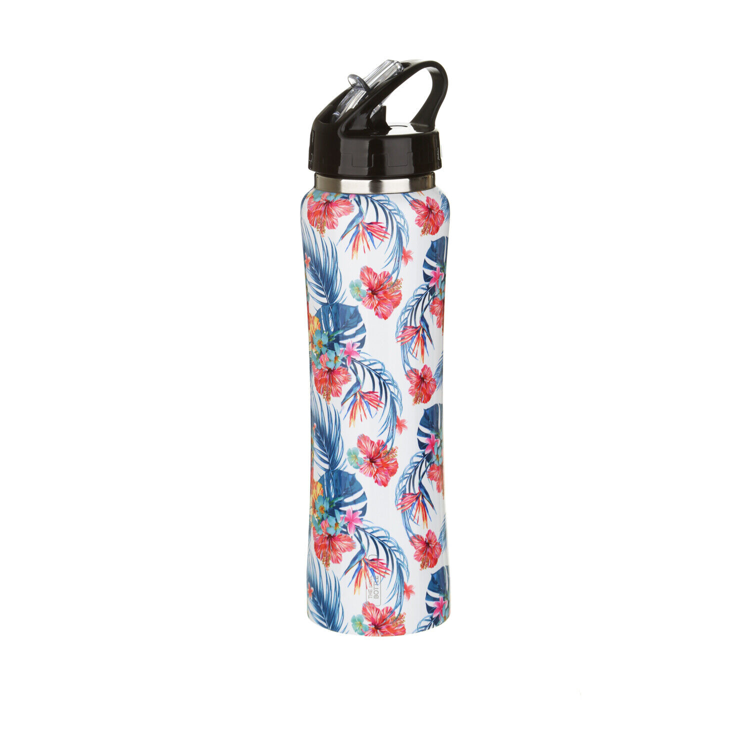 Bottiglia termica 500 ml con cannuccia fiori tropicali in acciaio multicolore