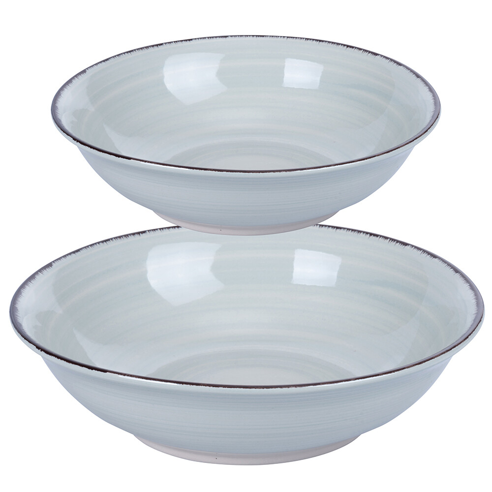 Set 2 insalatiere in gres dipinto a mano verde salvia 4 Toni