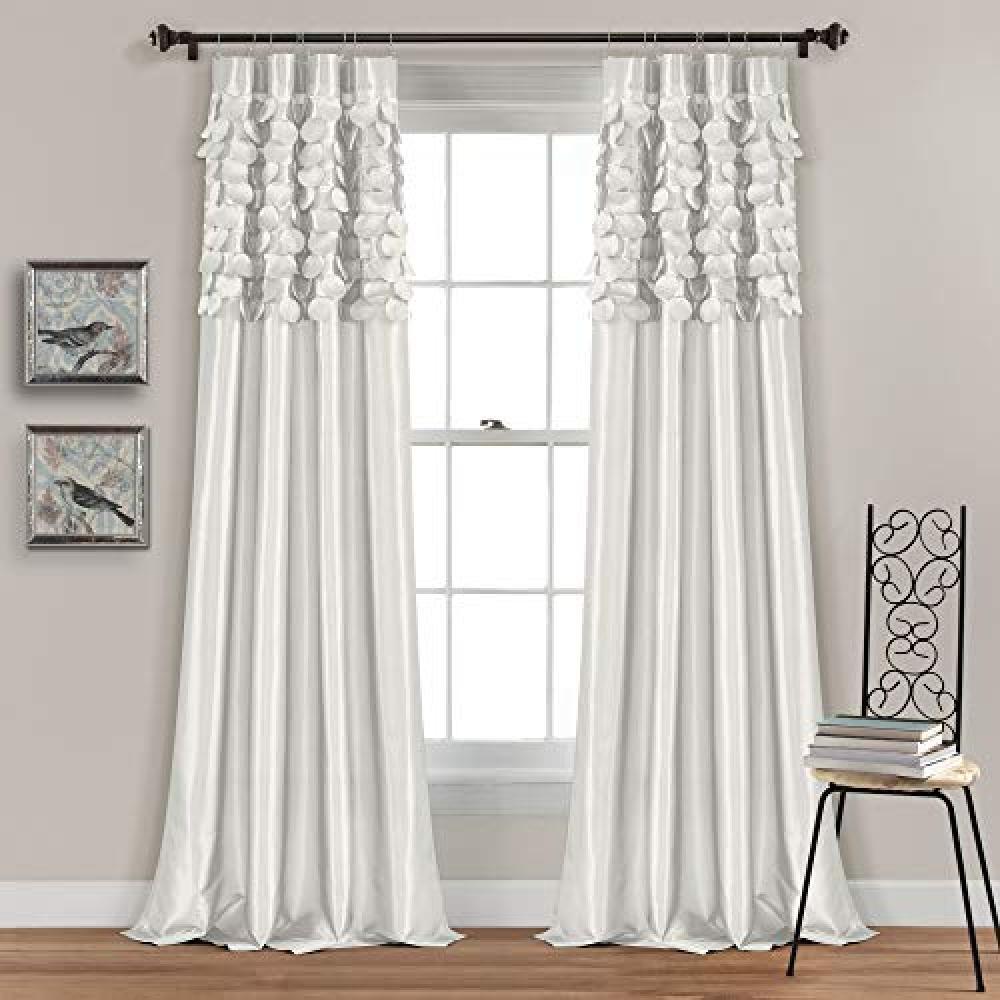 (TG. 84 inches) Lush Decor Circle Dream Window Tenda Pannelli White - NUOVO