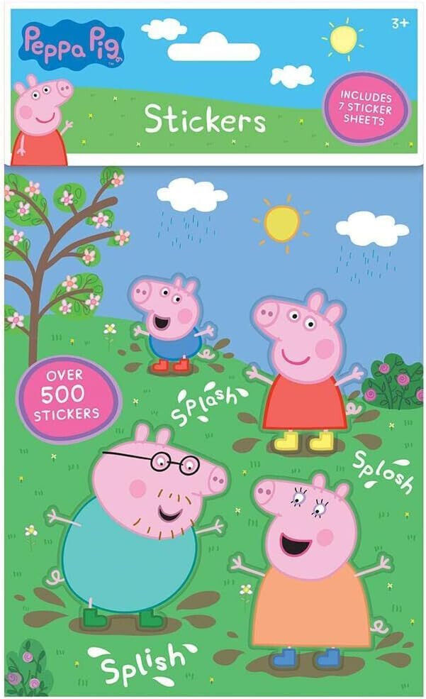 Peppa Pig 500 Adesivi George & Friends Mega Confezione 7 Fogli Attività Play Set