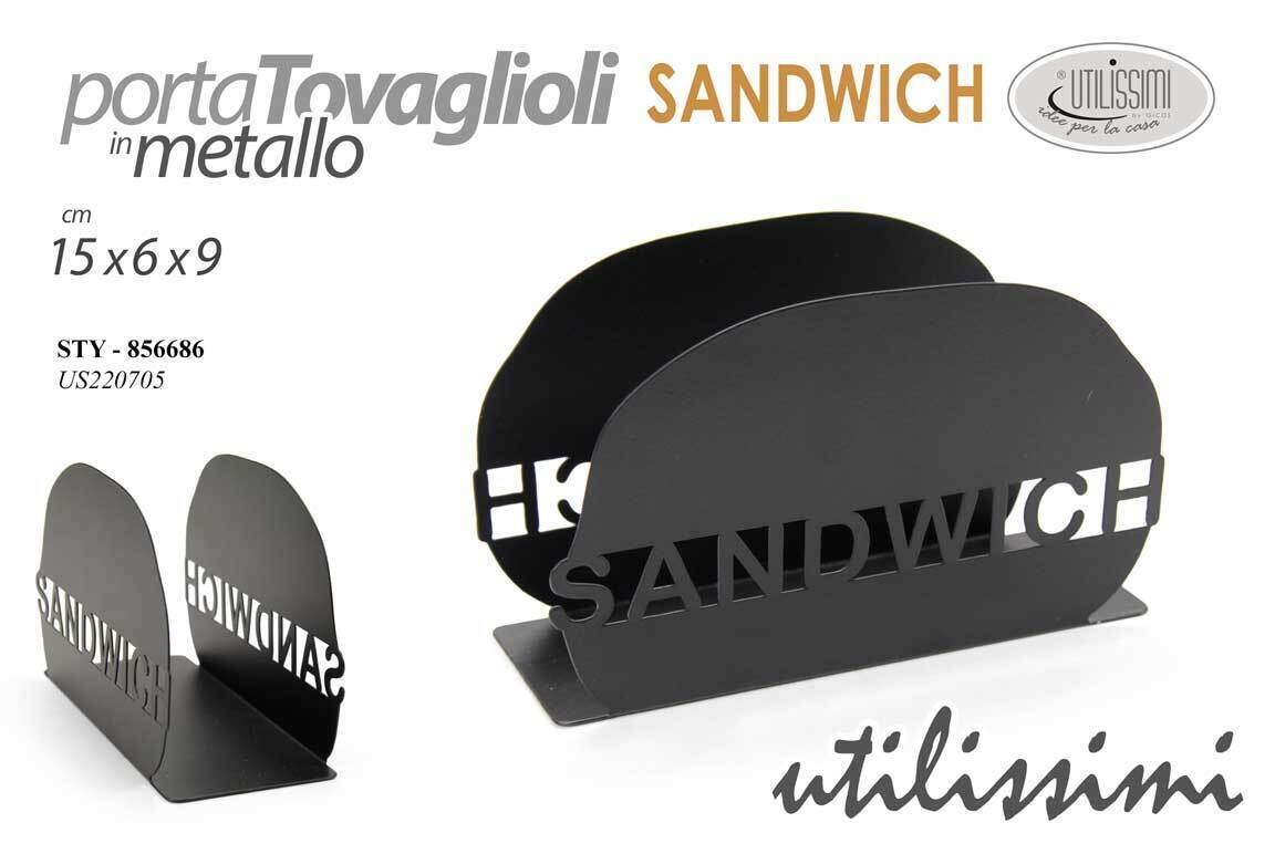 PORTATOVAGLIOLI DA TAVOLA METALLO NERO SANDWICH CASA PIZZERIA RISTORANTE 15*6*9