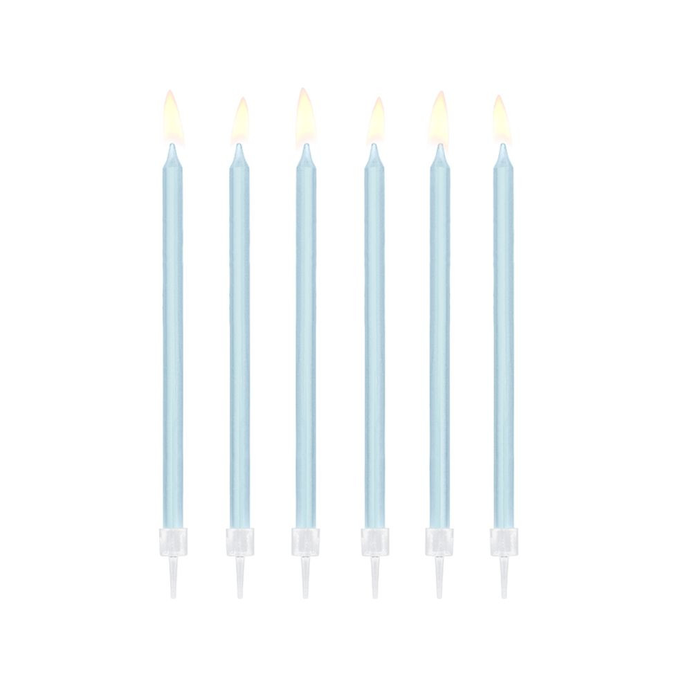 12 PZ Candeline Compleanno CELESTE da 14 cm 0YBE