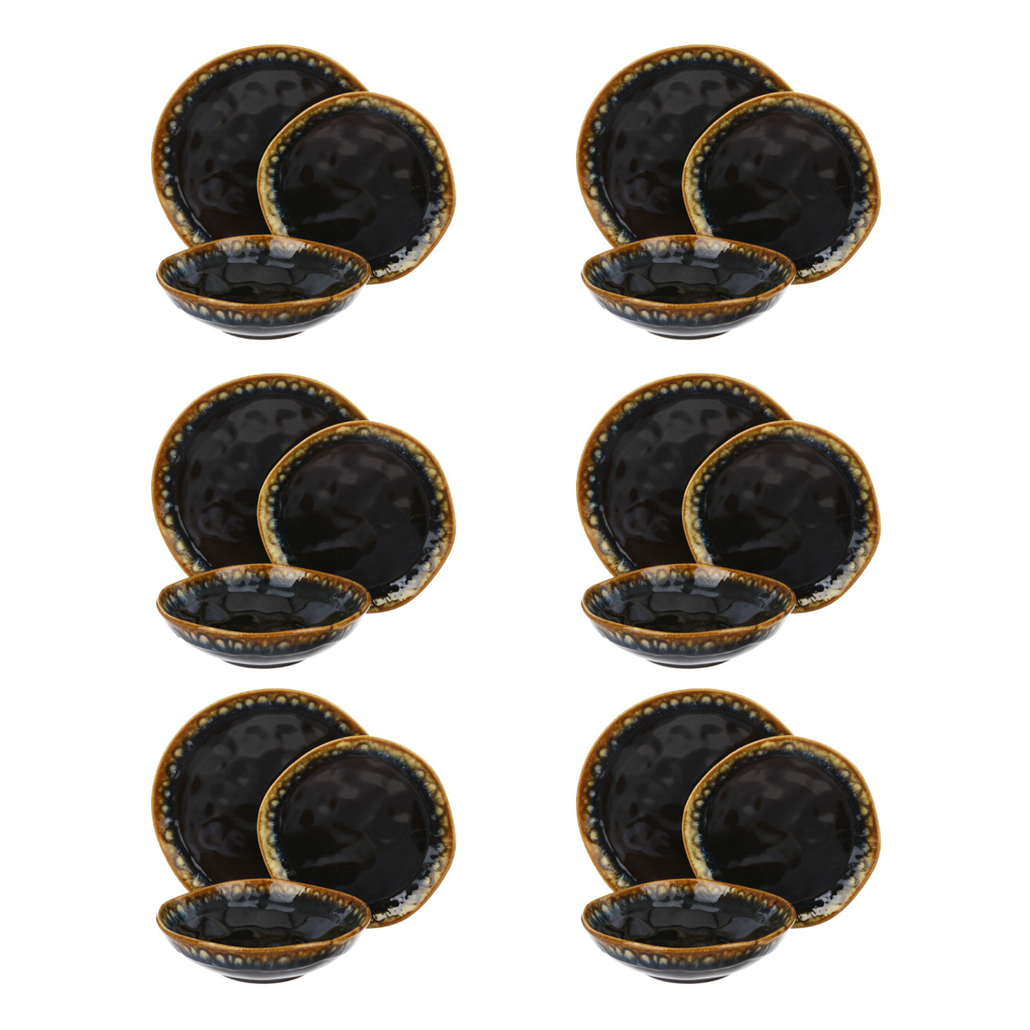 Servizio 18 piatti terracotta nero oro Olympus nero
