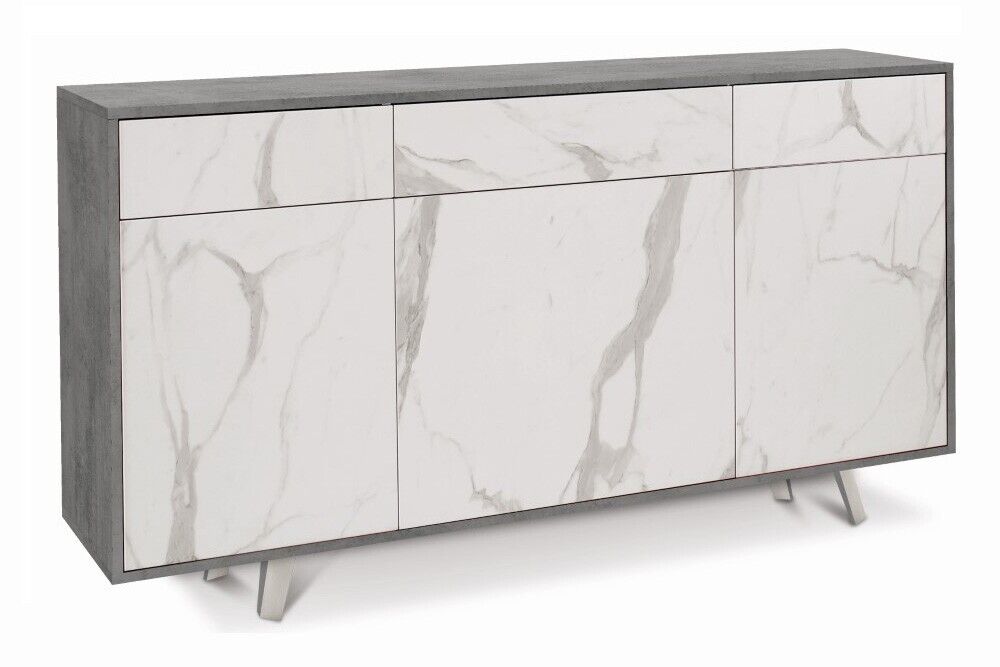Mobile Madia 3 ante e 3 cassetti  H92 L164 P41 Cm Struttura color Cemento Fronta