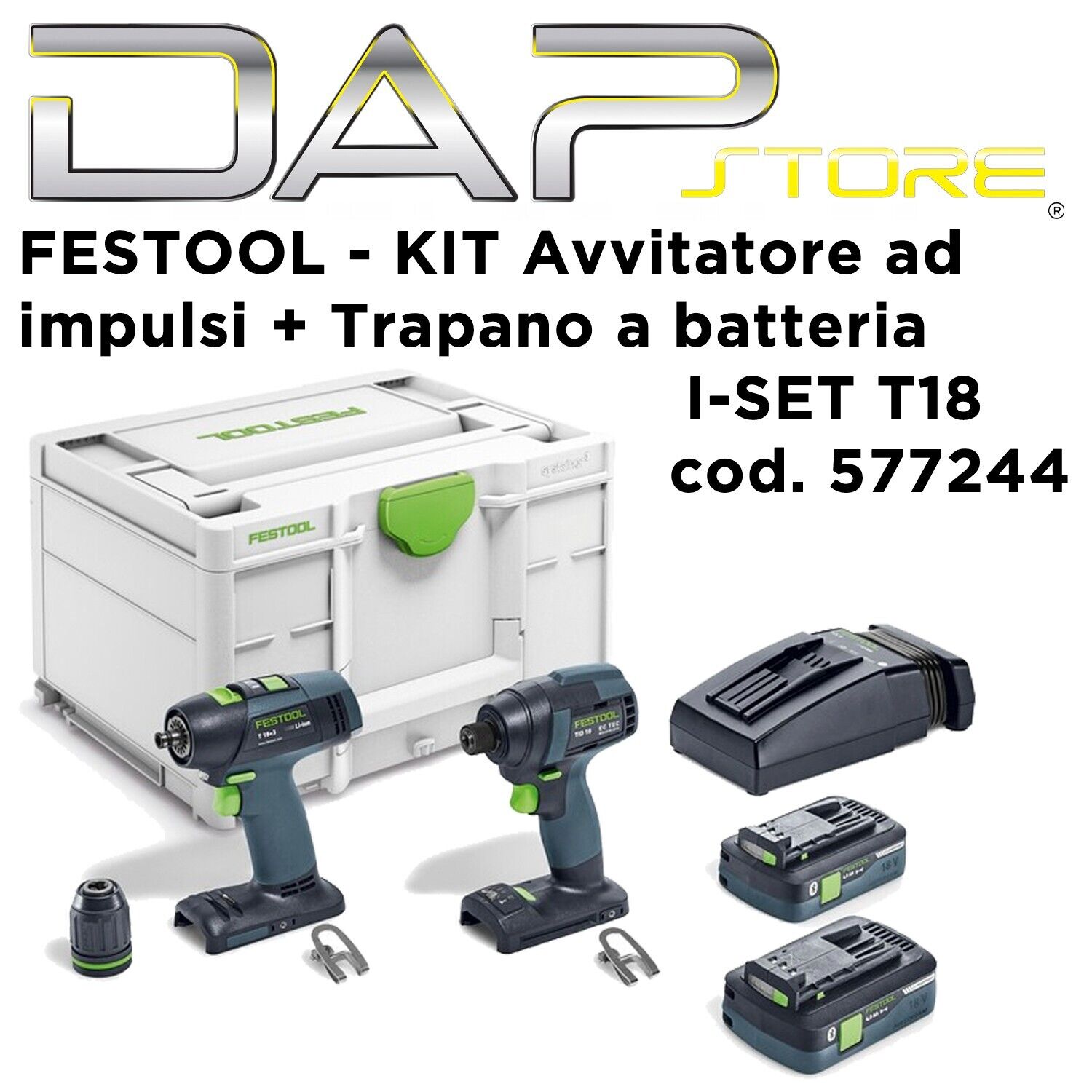 FESTOOL - Set di avvitatori e punte TID 18 HPC 4,0 I-Set T18 - cod. 577244