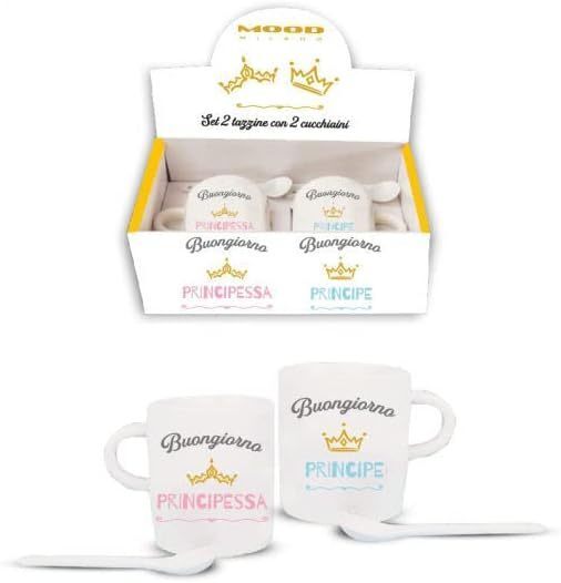 Set Tazzine Caffè con cucchiaino Buongiorno Principe e Principessa