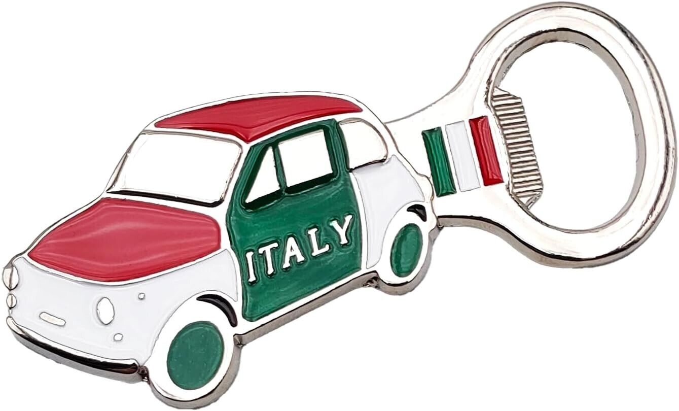 Cavatappi magnete calamita acciaio inox auto 500 italia leva tappi birra frigo