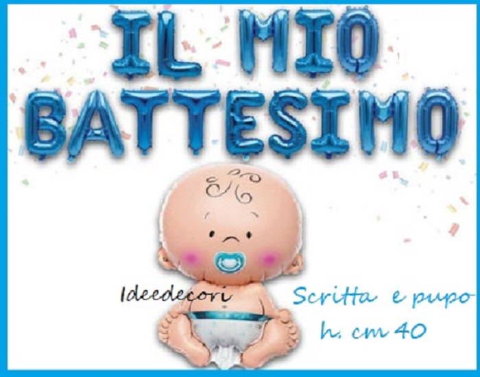 Festone in palloncini il mio battesimo celeste decorazione addobbo festa party