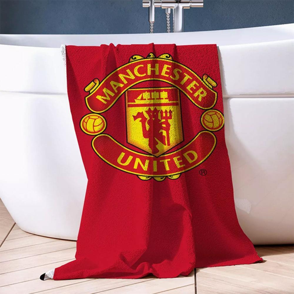 Manchester United FC Asciugamano Righe Cotone Rosso Football Club Bagno Piscina