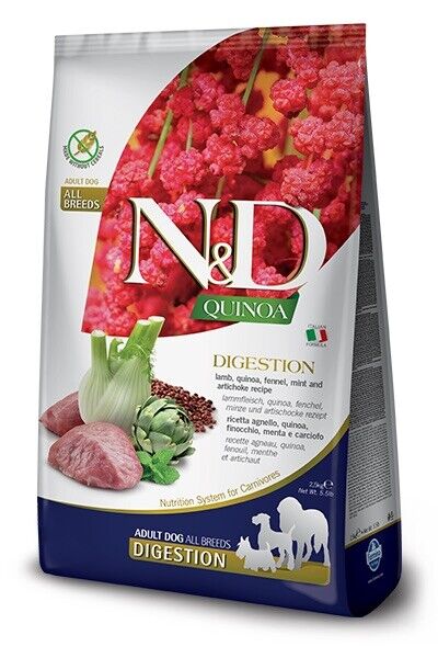 FARMINA Crocchette Cane Alta Qualità  N&D Quinoa Digestion Lamb - 7 kg
