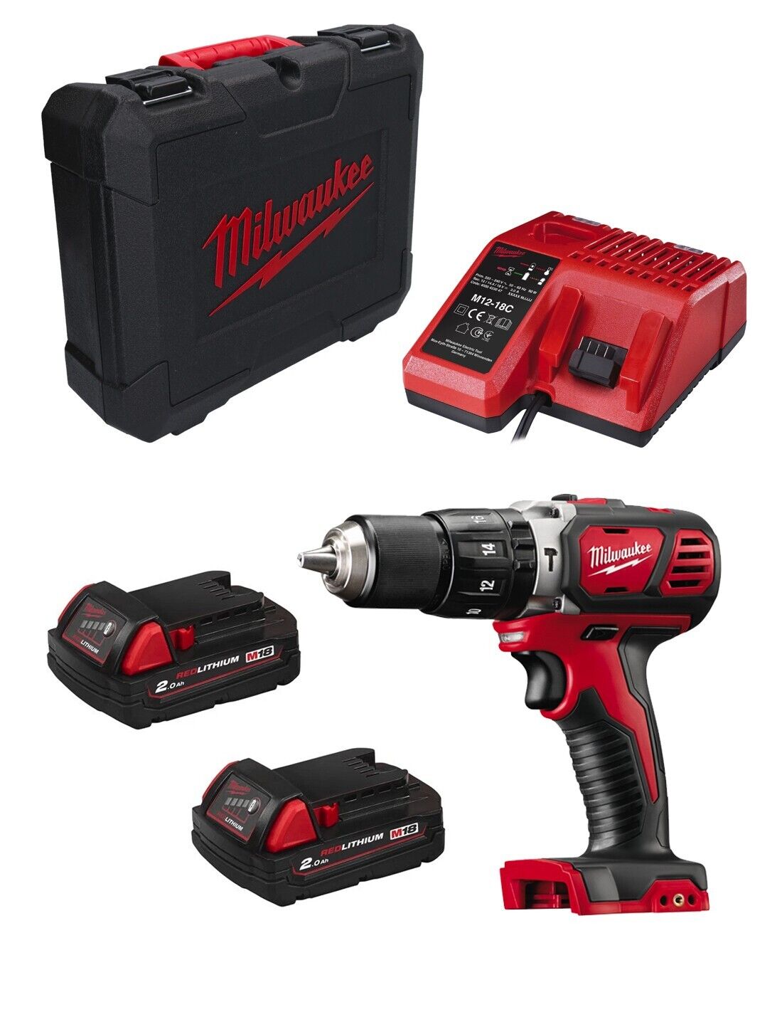 Milwaukee trapano a percussione  m18bpd202c (2 x.. 4002395003167