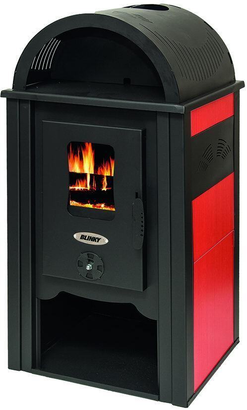 STUFA ACCIAIO GINEVRA FIANCHI CERAMICA ROSSO