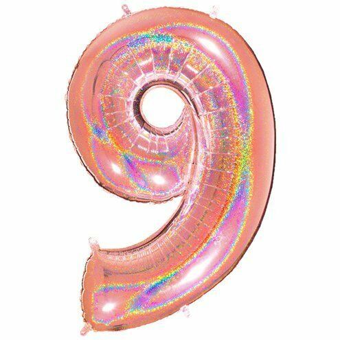 Palloncino Mylar Glitter 100 cm Rosa Gold Numero 9