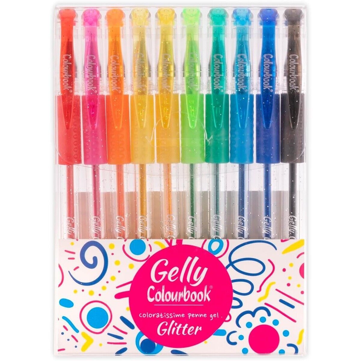 Penne Inchiostro Gel Glitterato Gelly Glitter Box 10 Penne Colorate Colourbook