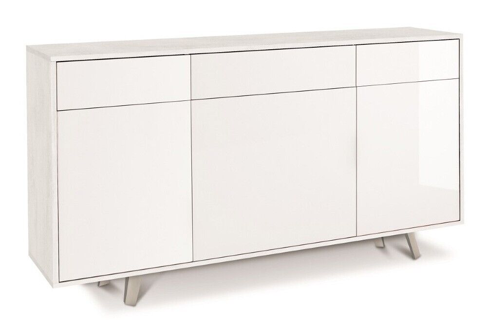 Mobile Madia 3 ante e 3 Cassetti H92 L164 P41 Cm struttura color Bianco ossido f