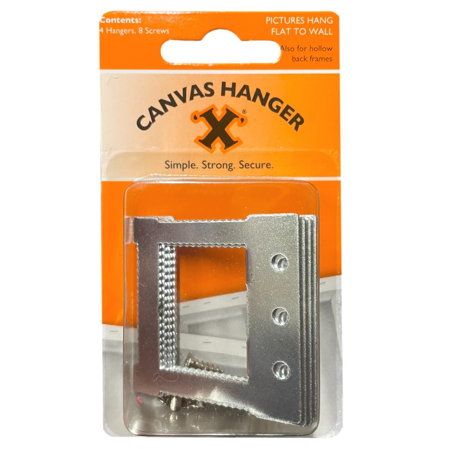 Confezione da 4 appendiabiti per quadri in tela X-Hooks + viti piatte a parete