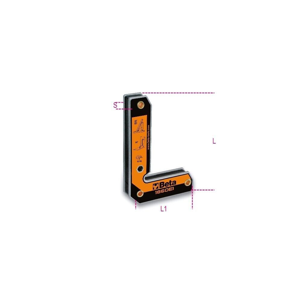 SQUADRA MAGNETICA A 90° - POTENZA MAX 18Kg - Smussi angolo da 30° e 60° - 1860EI