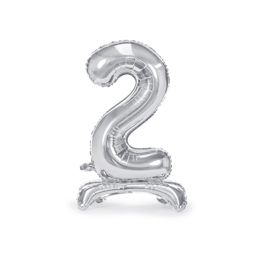 Palloncino FOIL MYLAR con base numero 2 ARGENTO 70 cm 16TR