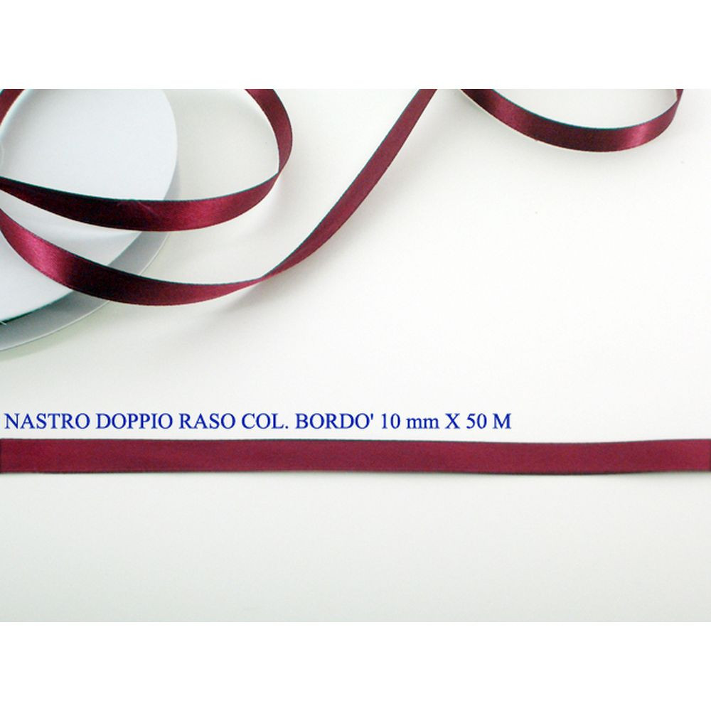 Nastro doppio raso BORDEAUX 10 mm x 50 metri 0SD2