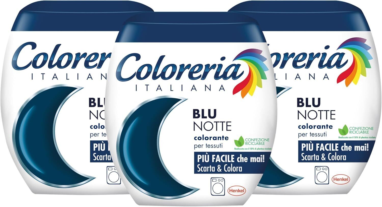 Coloreria Italiana Grey Colorante Vestiti in Lavatrice, Blu Notte, 3 Confezioni