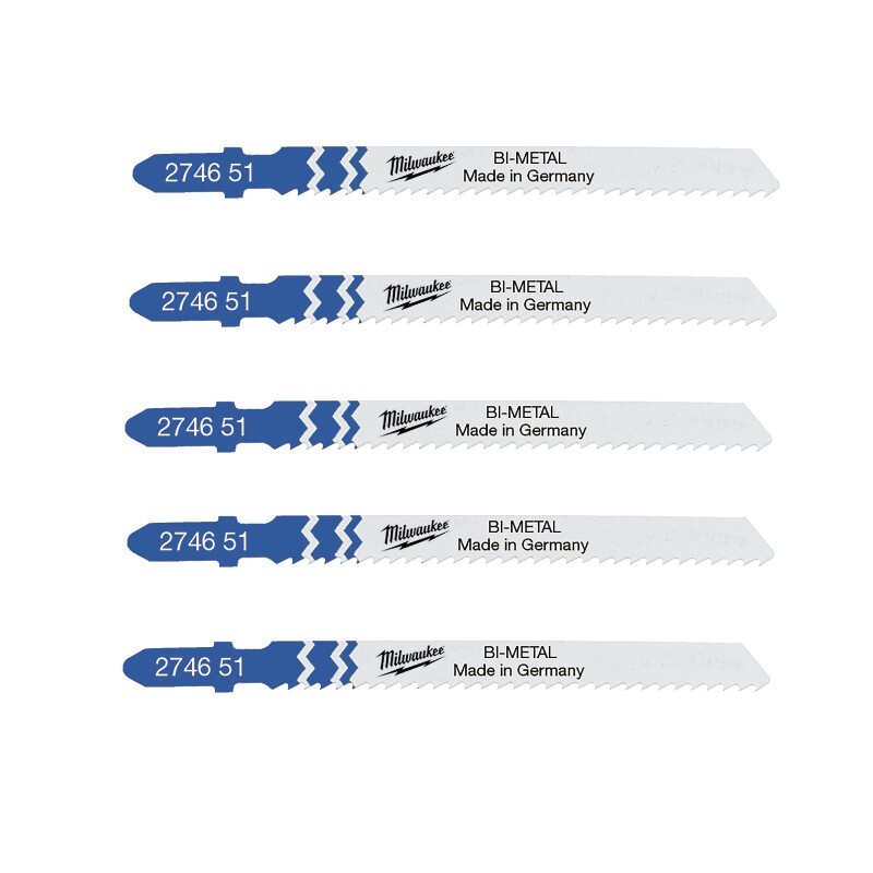 MILWAUKEE 5 Lame per Seghetto Attacco a T | Lunghezza Lama 75mm | per Metallo