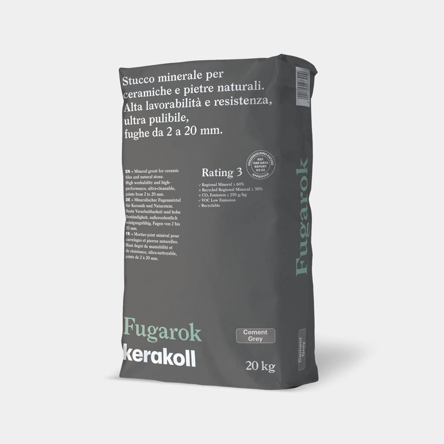 Fugarok stucco minerale per ceramiche e pietre naturali 20kg Grigio cemento