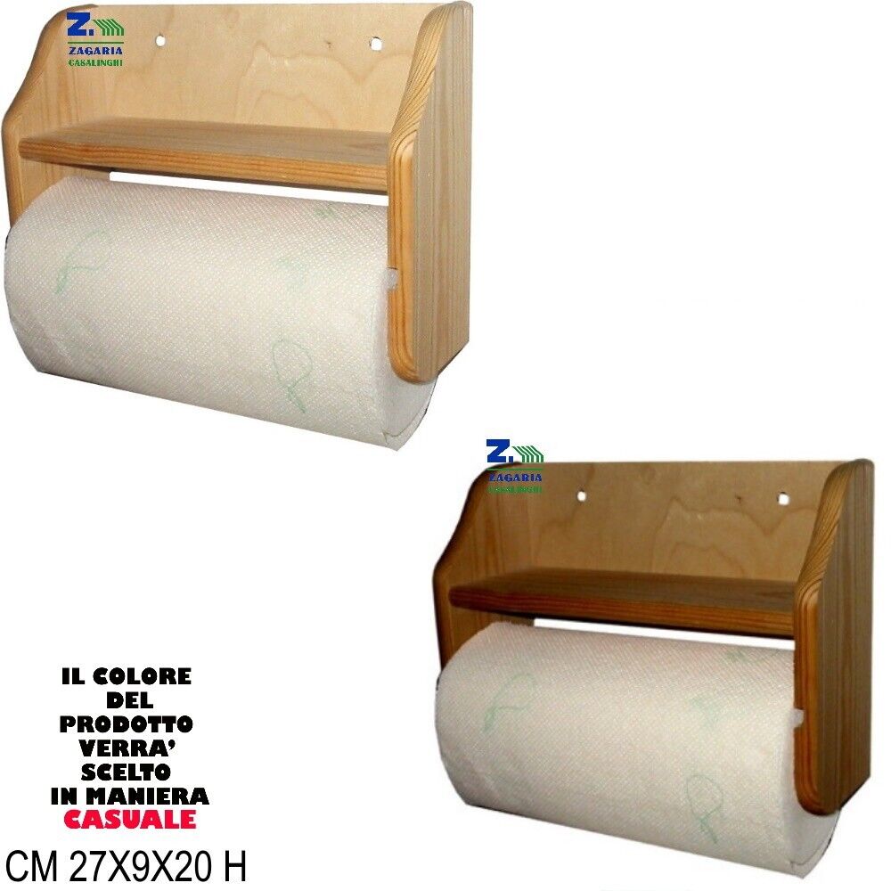 PORTAROTOLO PORTASCOTTEX CON MENSOLA DA PARETE IN LEGNO CM 27X9X20 H
