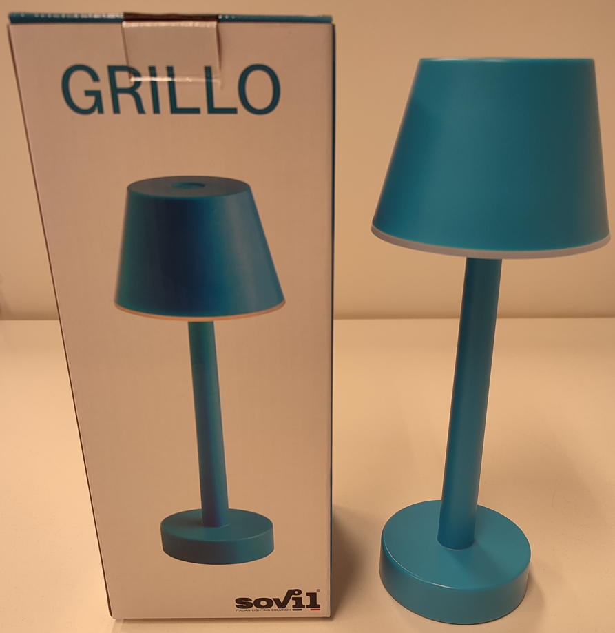 Lampada da tavolo led ricaricabile Sovil Grillo 3W 3000K azzurro - 97901/07