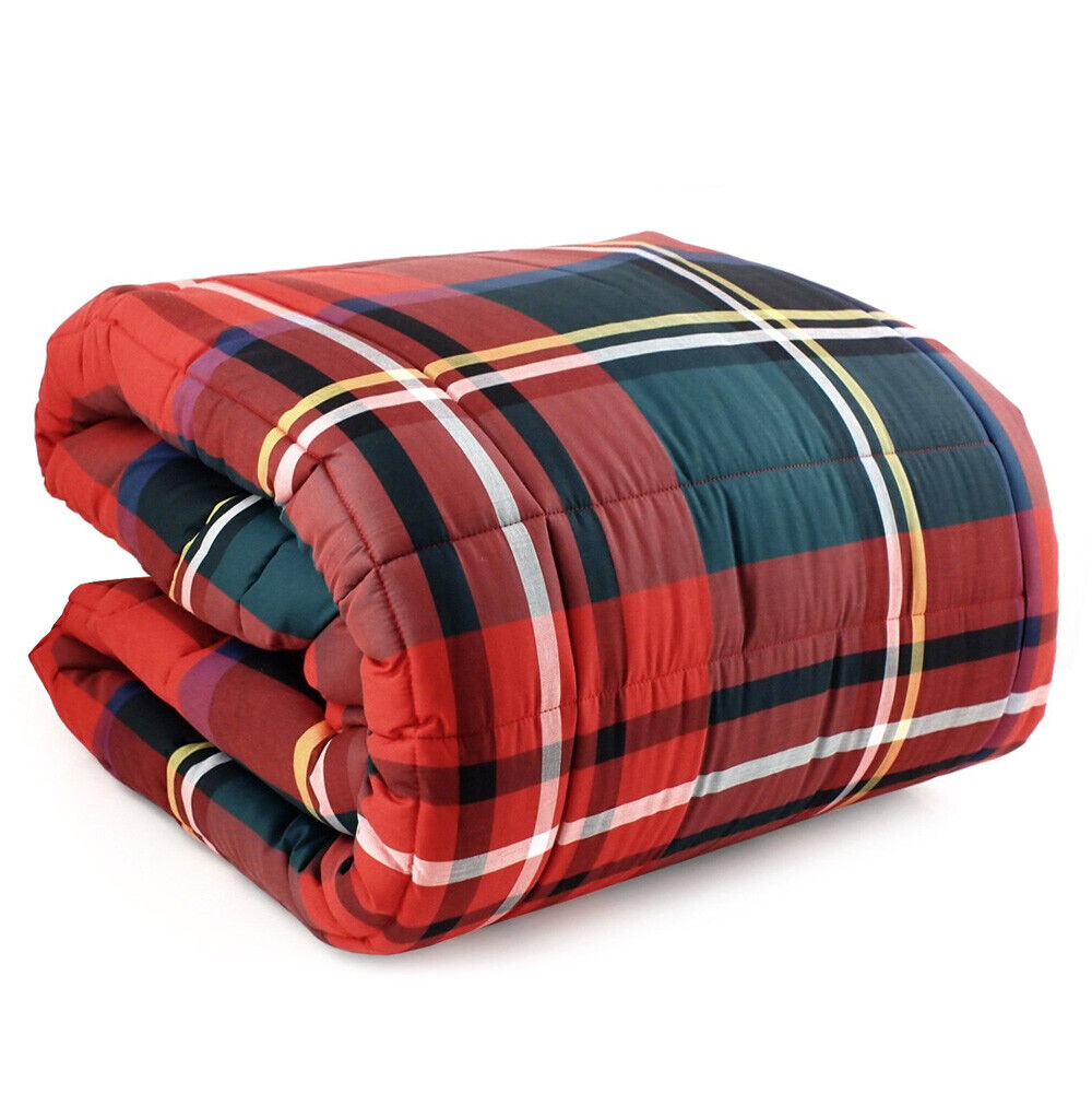 Trapunta Bossi Casa matrimoniale TARTAN tinto filo SINCLAIR rosso
