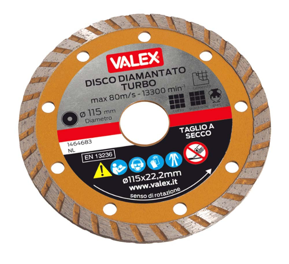 Disco diamantato Ø 115 mm, spessore 2 mm TURBO Valex