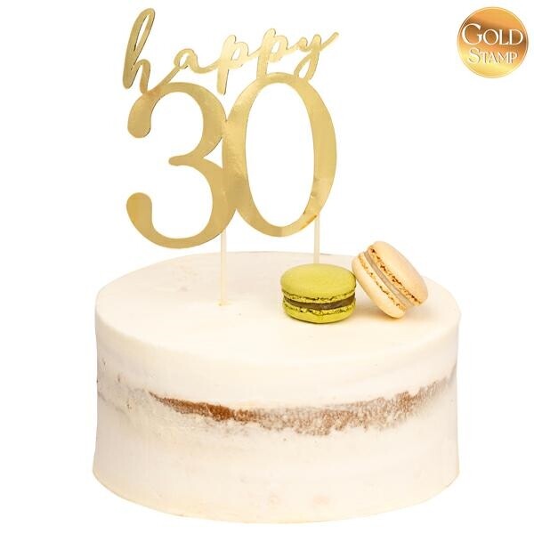 CAKE TOPPER HAPPY 30 ORO 13X12 CM