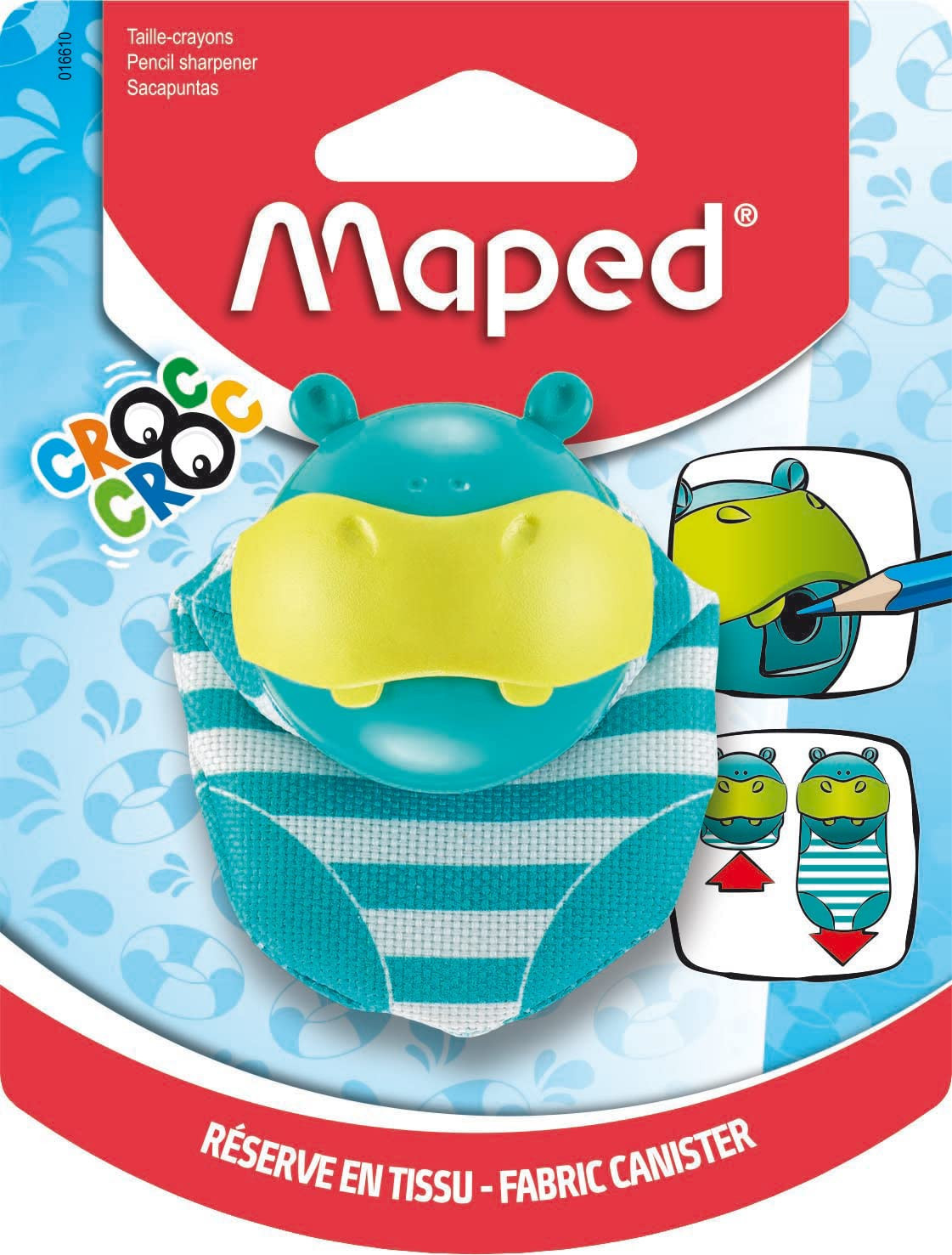 Maped - Croc Croc Hippo Pencil Sharpener - Hippo Pencil Sharpener - Stretchy Fab