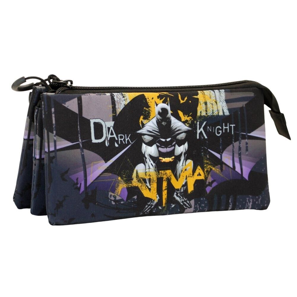ASTUCCIO TRIPLO PER RAGAZZI BATMAN GRIGIO  FAN BATMAN DARK NIGHT SCUOLA BAT