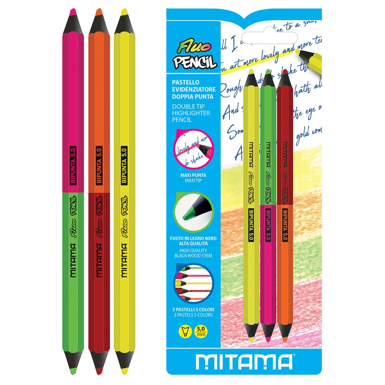 MITAMA - Pastello Fluo Bipunta Jumbo 5.0