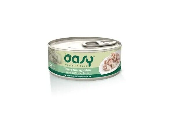 Oasy Umido Gatto  TONNO CON SGOMBRO Lattina 70 gr - 6 pezzi