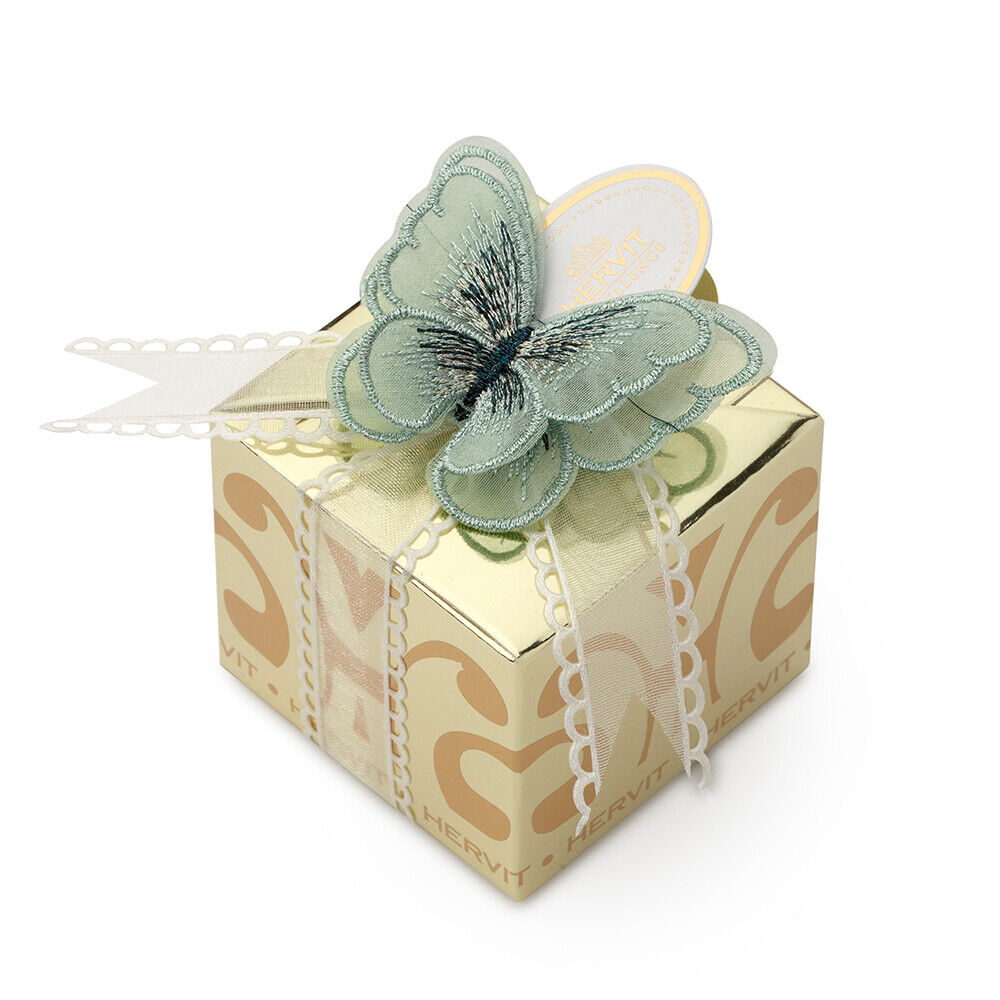 HERVIT ART.27938 BOX CARAT GOLD  6X6X5,5 FARFALLA VERDE