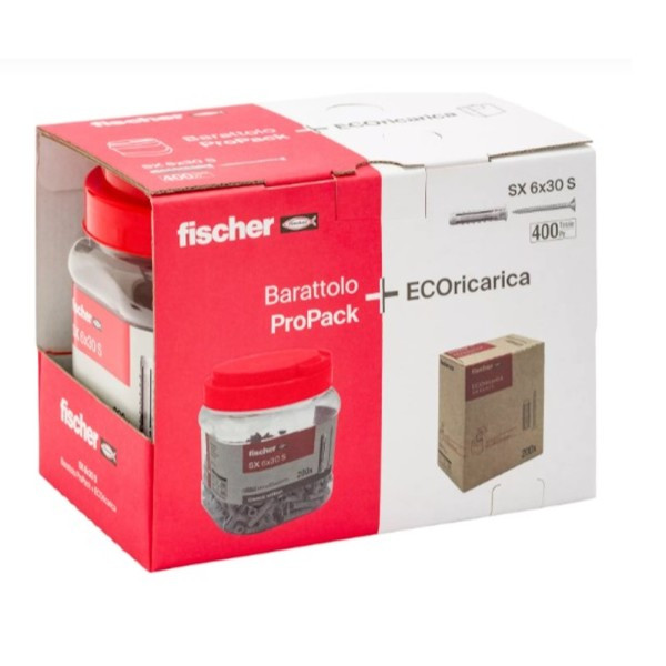 BARATTOLO+ECORICARICA 400 TASSELLI SX6 S con VITI -OFFERTA-