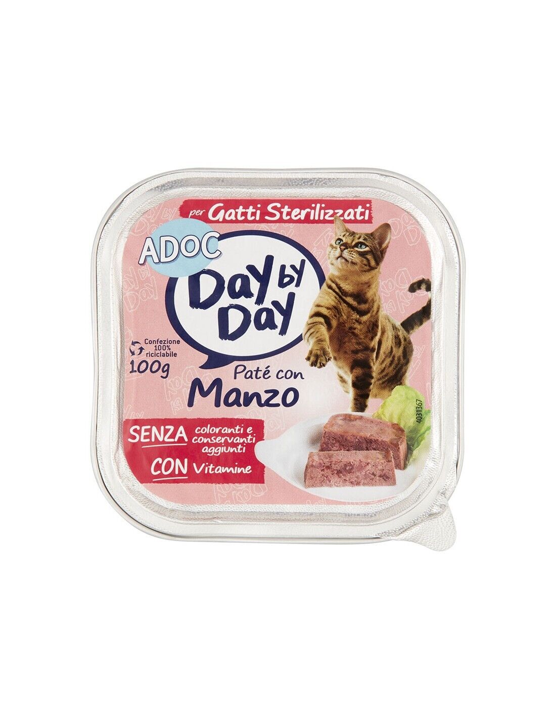 ADoC Day by Day Cat Gatto Paté per Gatti Sterilizzati con Manzo - Box da 24 Vasc