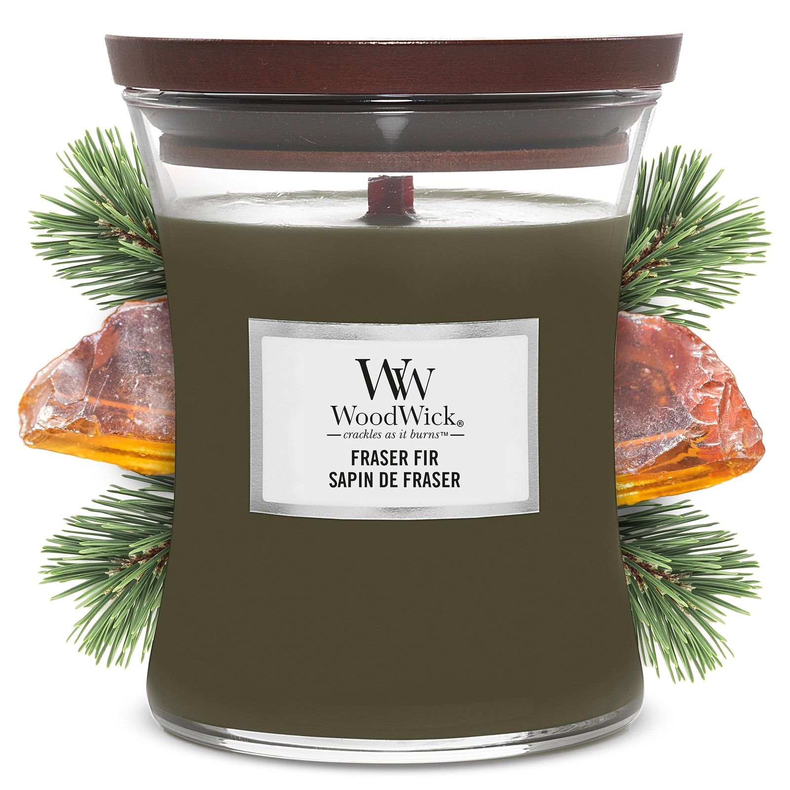 WoodWick Hourglass Candela Profumata Media | Fraser Fir | Con Stoppino (r3Z)