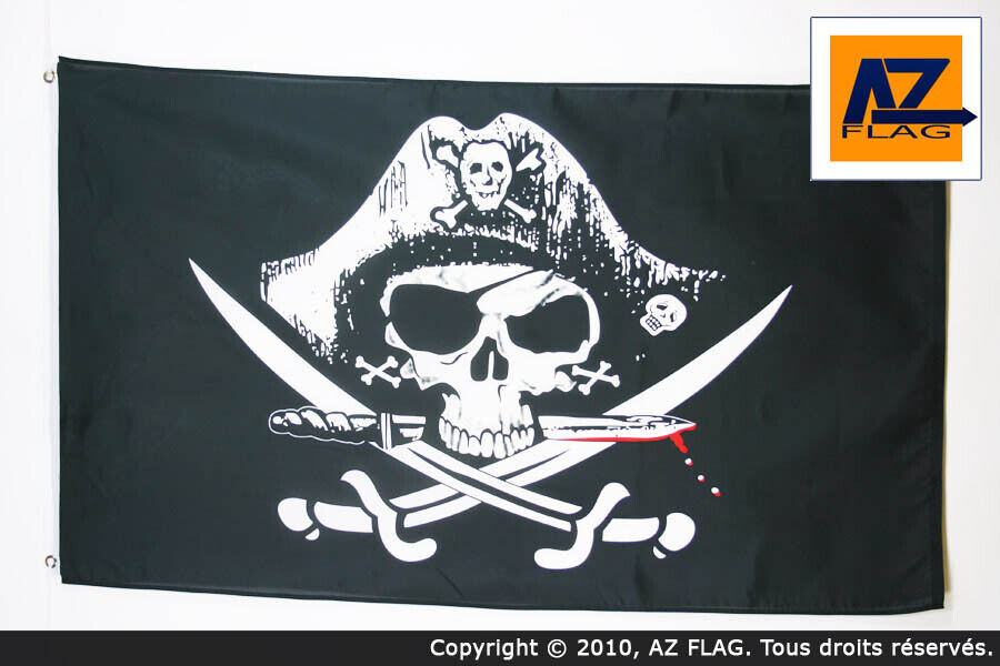 BANDIERA PIRATA SCIABOLA 250x150cm - GRAN BANDIERA DEI PIRATI – TESCHIO 150 x 25